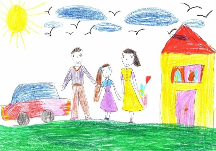 Детские рисунки на тему счастливая семья