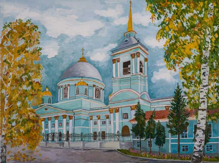 Нарисовать Знаменский собор Курск