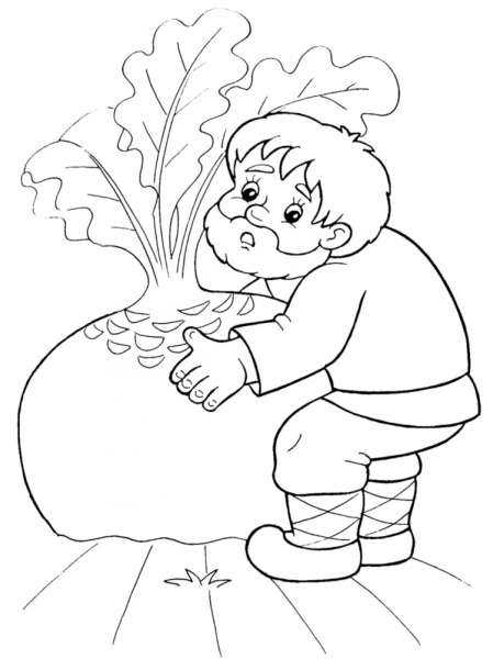 Раскраски по сказке Репка для детей 2-3 лет