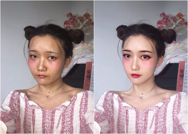 Макияж китайских девушек до и после