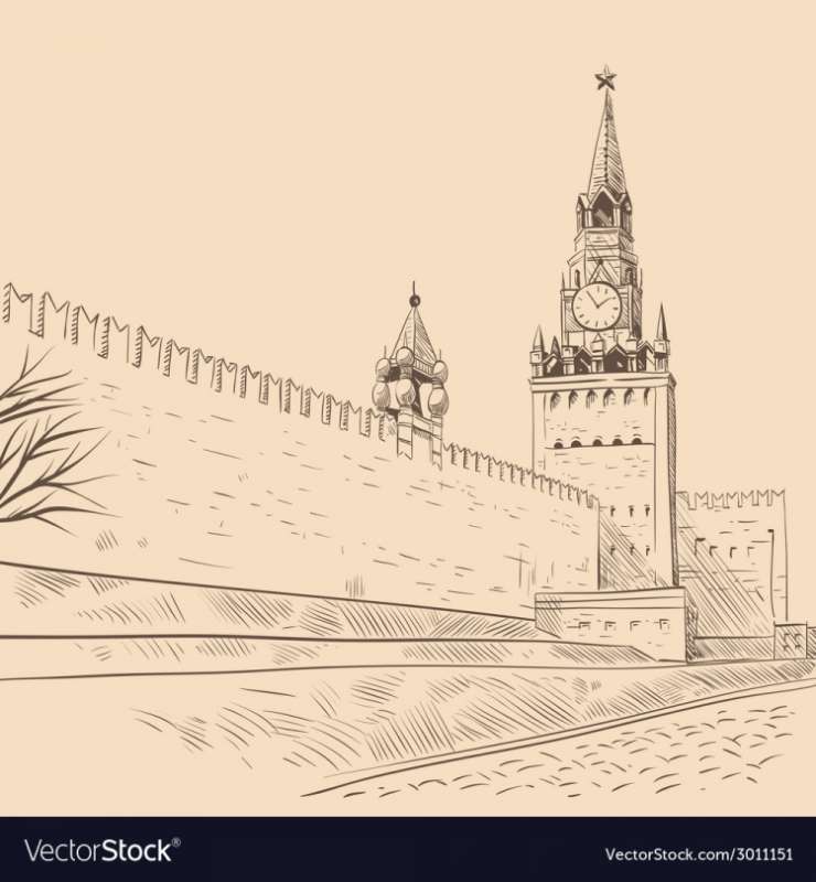 Кремль Москва карандашом