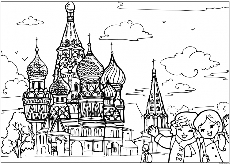 Храм Василия Блаженного Москва раскраска