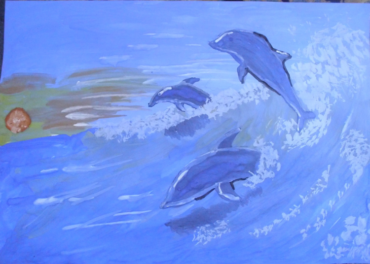 Рисунки на тему дельфины