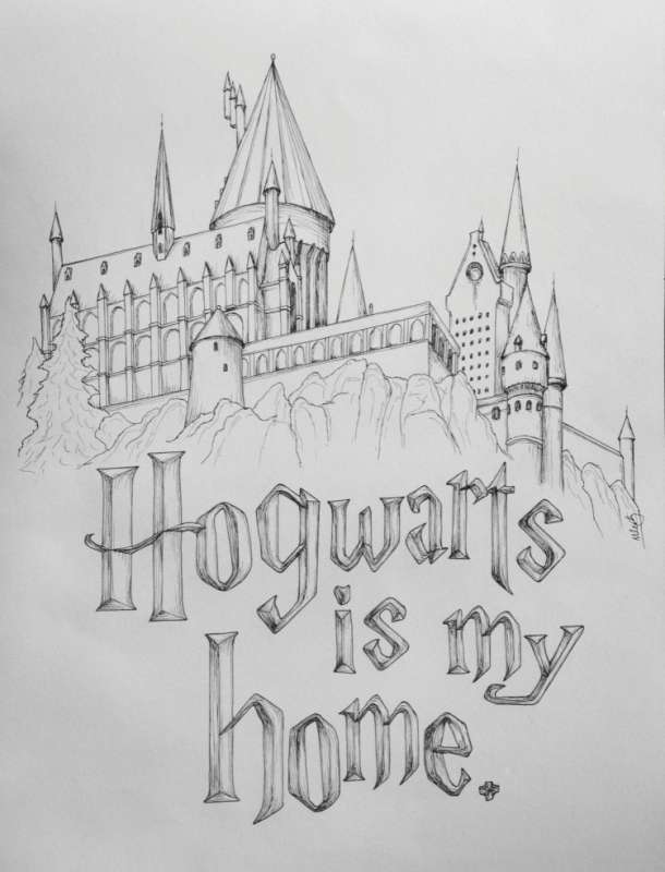 Гарри Поттер Хогвартс рисунки карандашом