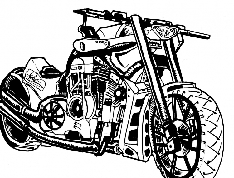 Раскраска мотоцикл Харлей Дэвидсон