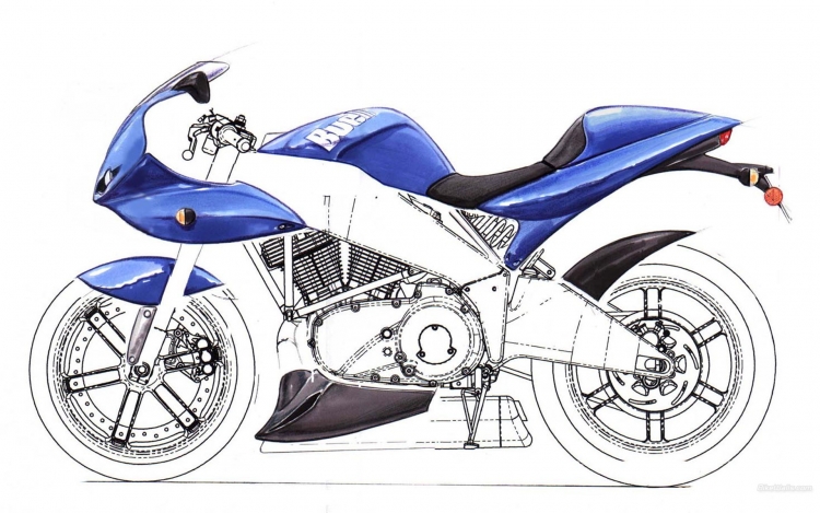 Цветной эскиз мотоцикл