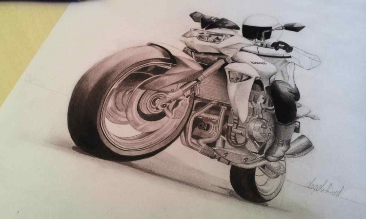 Мотоцикл рисунок ручкой