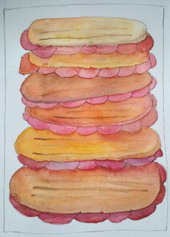 Бутерброд рисунок акварелью