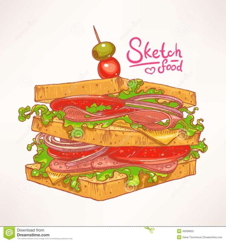 Скетч рисунок бутерброд