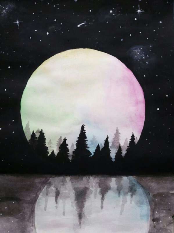 Луна красками