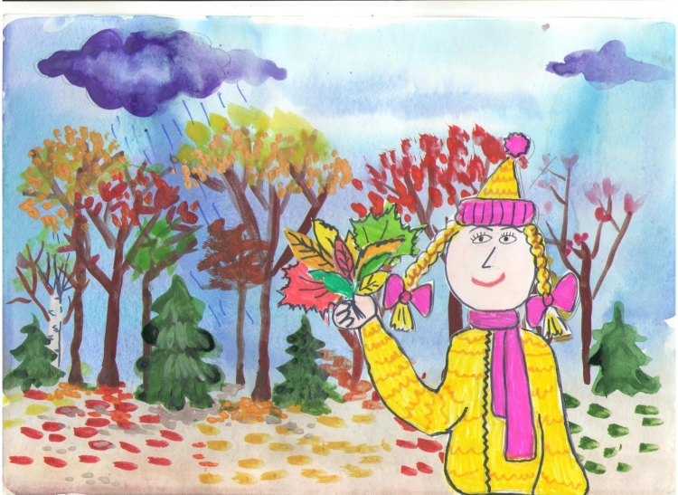 Осенний рисунок в детский сад фломастером